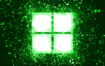 Microsoft green logo, , green neon lights, creative, green abstract background, Microsoft logo, Windows 11 logo, brands, Microsoft HD wallpaper