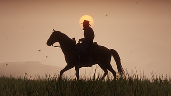 Red Dead Redemption 2, video game, horse ride, sunset HD wallpaper