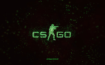 CS GO glitter logo, black background, CS GO logo, Counter-Strike, green glitter art, CS GO, creative art, CS GO green glitter logo, Counter-Strike Global Offensive HD wallpaper