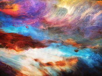 Dynamic abstract art with vivid blues, purples, and oranges creating a mesmerizing visual impact. HD wallpaper