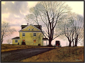 storm sweep, rain, buggy, house, clouds, trees, road, country, home HD wallpaper