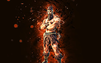 Dugh, , orange neon lights, Fortnite Battle Royale, Fortnite characters, Dugh Skin, Fortnite, Dugh Fortnite HD wallpaper