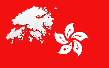 Hong Kong map silhouette, Flag of Hong Kong, silhouette on the flag, Hong Kong, 3d Hong Kong map silhouette, Laos flag, Hong Kong 3d map HD wallpaper