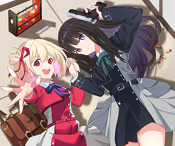 Chisato Nishikigi & Takina Inoue, Takina Inoue, Chisato Nishikigi, Anime, Lycoris Recoil HD wallpaper