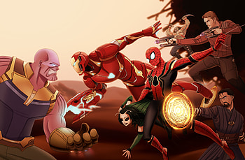 Avengers Infinity War Art, avengers-infinity-war, artwork, artist, digital-art, deviantart, superheroes, thanos, spiderman, star-lord, iron-man, mantis HD wallpaper