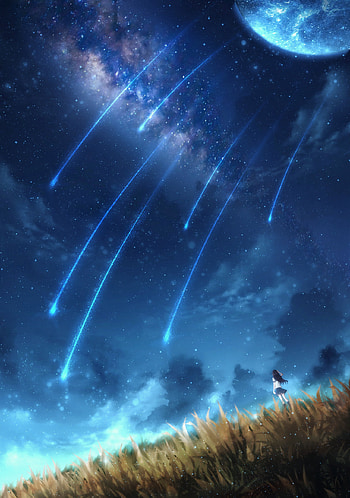 Art, Universe, Girl, Loneliness, Meteora, Meteors HD phone wallpaper