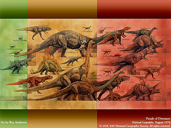 Dinosaur Parade, dinosaurs, dinosaur, colorful, parade HD wallpaper