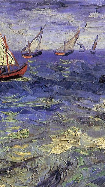 Fishing boats at sea, Vincent van Gogh HD phone wallpaper