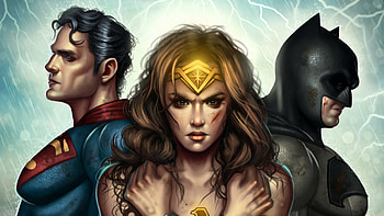 The Trinitys Art, batman, superman, wonder-woman, superheroes, artstation, artwork HD wallpaper