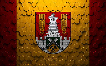 Flag of Salzgitter, honeycomb art, Salzgitter hexagons flag, Salzgitter, 3d hexagons art, Salzgitter flag HD wallpaper