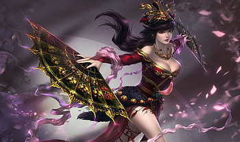 Asian Beauty, girl, digital, hand-held fan, art HD wallpaper