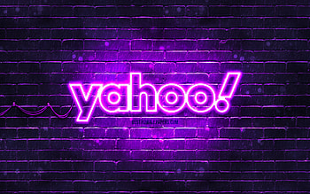 Yahoo violet logo, , violet neon lights, creative, violet abstract background, Yahoo logo, brands, Yahoo HD wallpaper