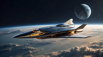 Futuristic Aircraft, aircraft, spaceship, space, universe HD wallpaper