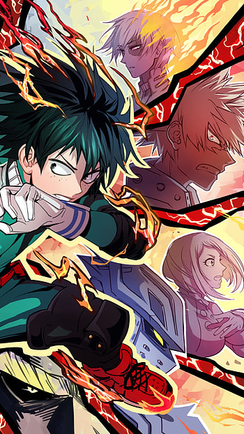 BNHA, Shoto Todoroki, Katsuki Bakugou, Izuku Midoriya, Anime, My Hero Academia HD phone wallpaper