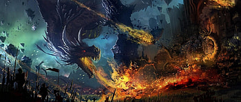 Preview dragon, fall, fire, flame, war, battle HD wallpaper