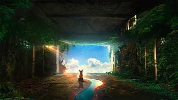 Dog Post Apocalyptic, dog, artist, artwork, digital-art, deviantart HD wallpaper