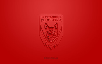 Chattanooga Red Wolves SC, creative 3D logo, red background, American soccer team, USL League One, Chattanooga, USA, 3d art, soccer, Chattanooga Red Wolves SC 3d logo HD wallpaper