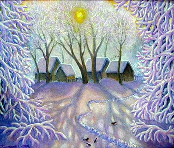 Kiryagin VA Winter Fantasy, winter, art, tree, painting, kiryagin va, drawing, snow, christmas, nature, ice HD wallpaper