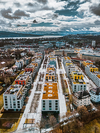 Cities, Winter, Snow, City, Building, View From Above, Urban Landscape, Cityscape HD phone wallpaper
