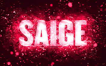 Happy Birtay Saige, , pink neon lights, Saige name, creative, Saige Happy Birtay, Saige Birtay, popular american female names, with Saige name, Saige HD wallpaper