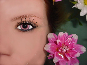 Pink, eyes, abstract, flower HD wallpaper