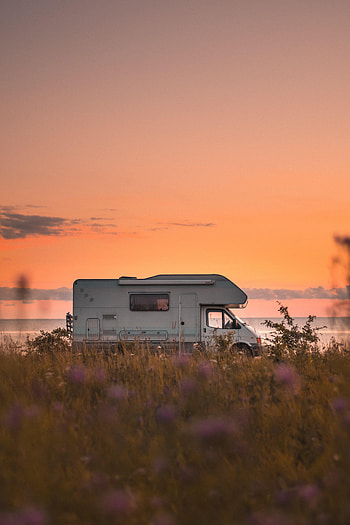 Sunset, Cars, Horizon, Car, Side View, Van HD phone wallpaper