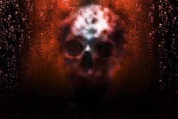 Skull, blur, creepy, fantasy, digital art HD wallpaper