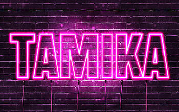 Happy Birtay Tamika, , pink neon lights, Tamika name, creative, Tamika Happy Birtay, Tamika Birtay, popular japanese female names, with Tamika name, Tamika HD wallpaper