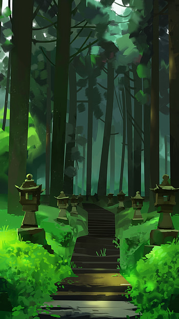 Enchanted Forest Path, artistic, forest HD phone wallpaper