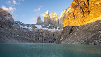 Las Torres at Sunrise - Torres Del Paine, Patagonia, rocks, snow, peaks, landscape HD wallpaper