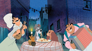 Lady and the Tramp, Vintage backdrops, Charming animation, Disney classic HD wallpaper