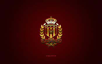 KV Mechelen, Belgium football club, Jupiler Pro League, yellow logo, red carbon fiber background, Belgian First Division A, football, Mechelen, Belgium, KV Mechelen logo HD wallpaper