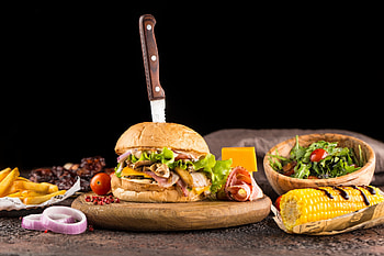 Mouthwatering burger, Gourmet toppings, Savory indulgence, Heavenly delight HD wallpaper