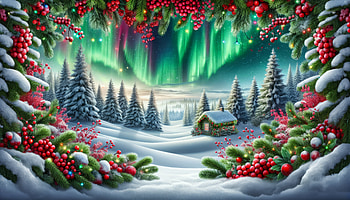 Aurora Borealis Winter Wonderland, winter wonderland, winter, Northern Lights, snow, Christmas HD wallpaper