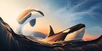 Whales Jumping Out Of The Water Digital Art , whale, whales, artist, artwork, digital-art HD wallpaper