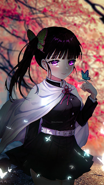 Kanao Tsuyuri, eye, head, Demon slayer, Anime, Anas_Ahmed_Edits, butterfly HD phone wallpaper