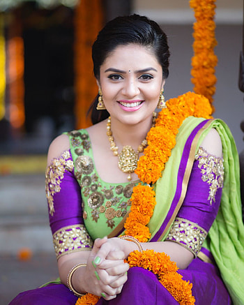Sreemukhi, eye, head HD phone wallpaper