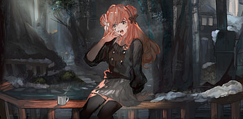 Red head, anime girl, art, original HD wallpaper