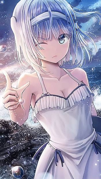 Moonlit White-Hair — Original Anime , dress, white hair, Anime, Original HD phone wallpaper
