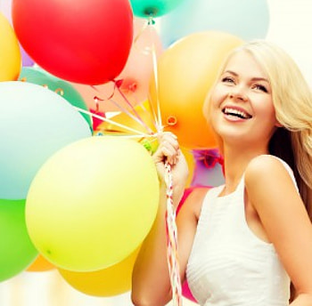 Happy, balloons, girl, smile HD wallpaper