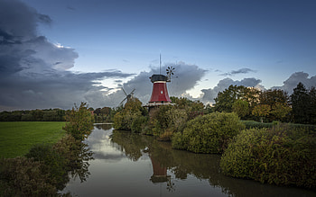 Windmill Germany, germany, windmill, canal, water HD wallpaper