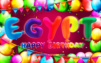 Happy Birtay Egypt, , colorful balloon frame, Egypt name, purple background, Egypt Happy Birtay, Egypt Birtay, popular american female names, Birtay concept, Egypt HD wallpaper