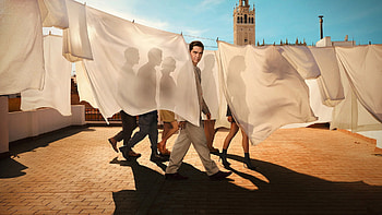 Sunlit Rooftop: Linen Shadows — HD wallpaper