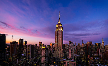 Sunset Over Empire State Building - New York City, building, city, Empire State Building, panorama, New York HD wallpaper