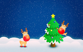 -christmas-trees-white-winter-backgrounds-snow-cartoon-pines-cute HD wallpaper