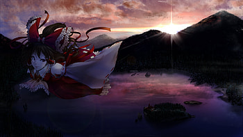 hakurei reimu, touhou, tagme, sky, long hair, dress HD wallpaper