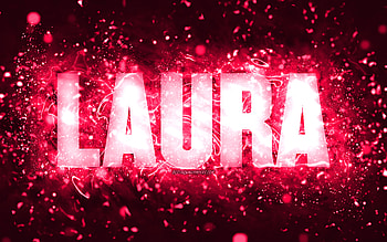 Happy Birtay Laura, , pink neon lights, Laura name, creative, Laura Happy Birtay, Laura Birtay, popular american female names, with Laura name, Laura HD wallpaper