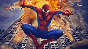 Spiderman Building Blast, spiderman, superheroes, artwork, artist, artstation HD wallpaper