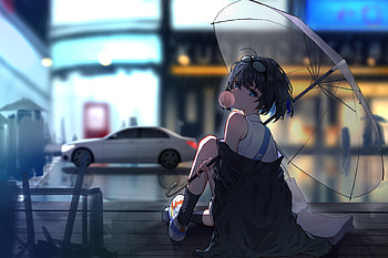 Video Game, Honkai Impact 3Rd, Umbrella, Blue Eyes, Car, Seele Vollerei, Night HD wallpaper