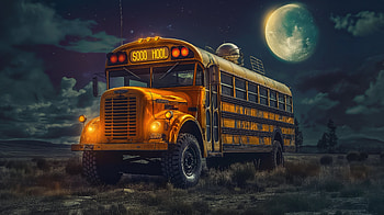 Moonlit School Bus -, school bus HD wallpaper
